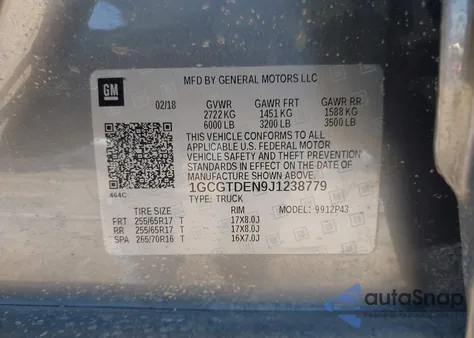 2018 Chevrolet Colorado Z71 z USA, uszkodzony, nr VIN 1GCGTDEN9J1238779